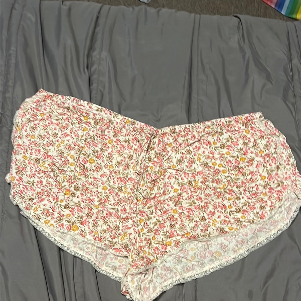Primark Pink and White Floral Pajama Shorts